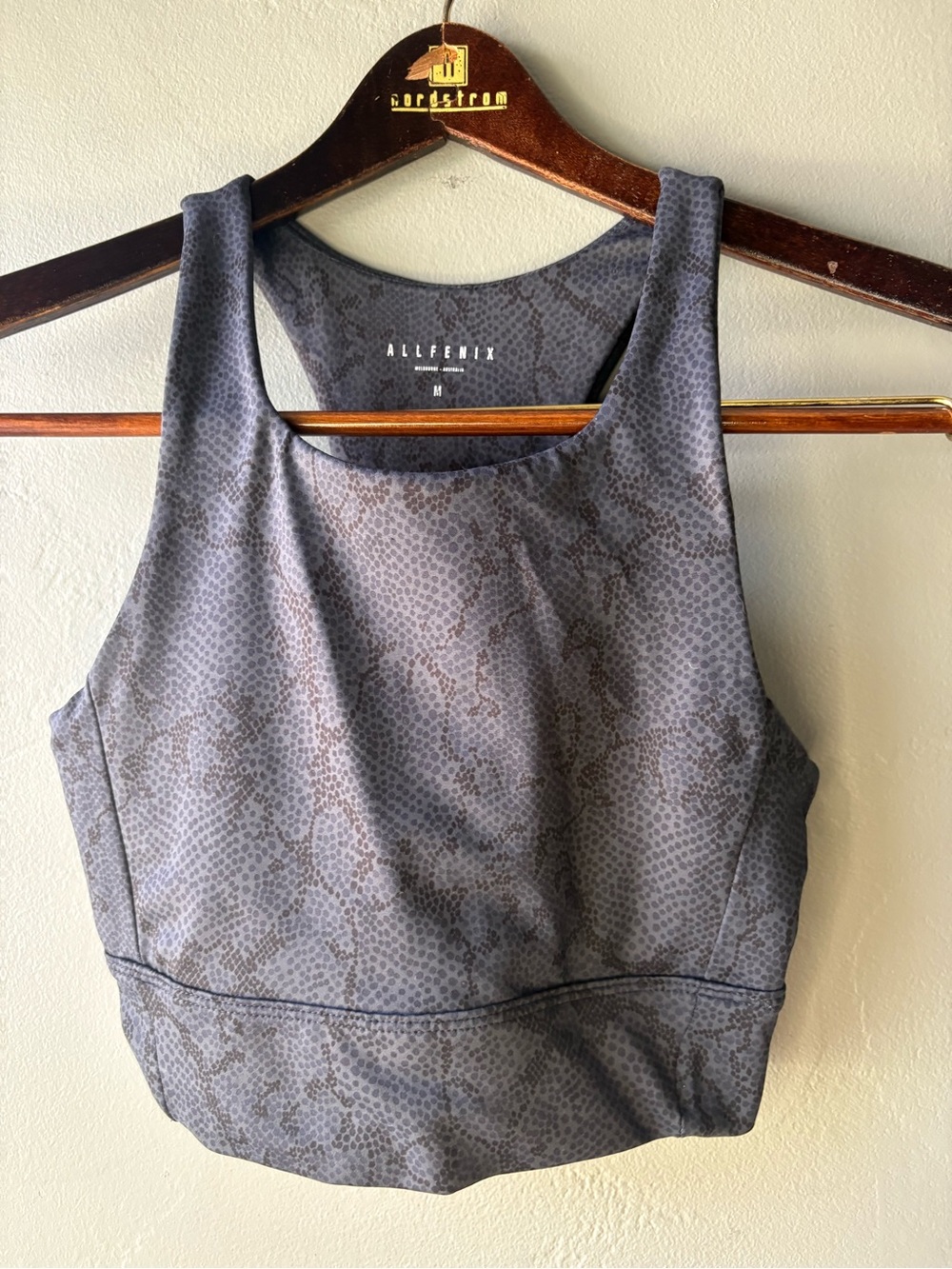 All Fenix Python Charcoal / Navy Snake Skin Longline Sports Bra ~ Size M